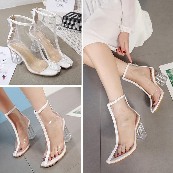 dress shoes 2021 crystal thick heel transparent color matching medium high women's sandals large 40, Black
dress shoes 2021 crystal thick heel transparent color matching medium high women's sandals large 40, Black