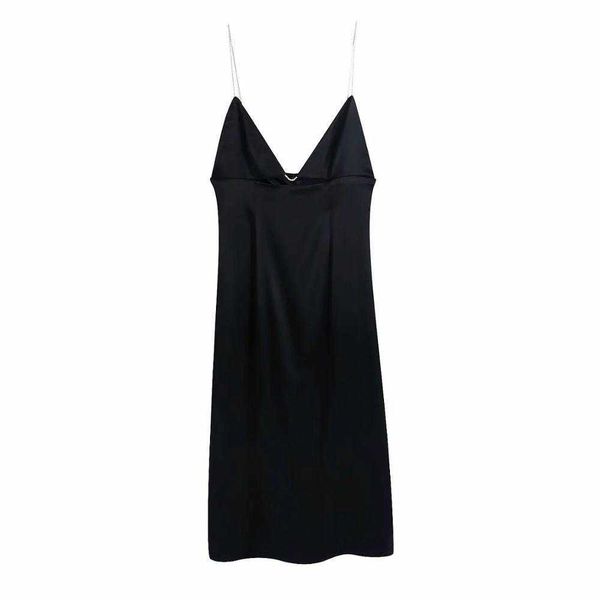 women midi satin dress sleeveless v-neckline metal straps party club woman dress 210709, Black;gray
women midi satin dress sleeveless v-neckline metal straps party club woman dress 210709, Black;gray