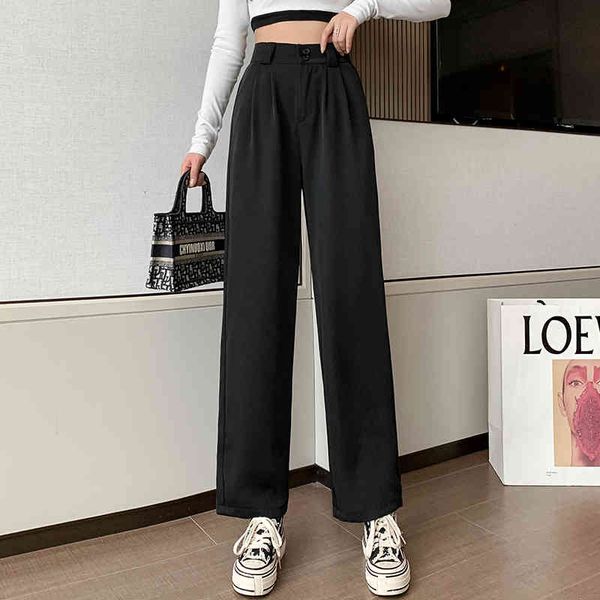 fashion high waist solid women's suit wide leg pants office lady loose straight vintage 210512, Black;white
fashion high waist solid women's suit wide leg pants office lady loose straight vintage 210512, Black;white