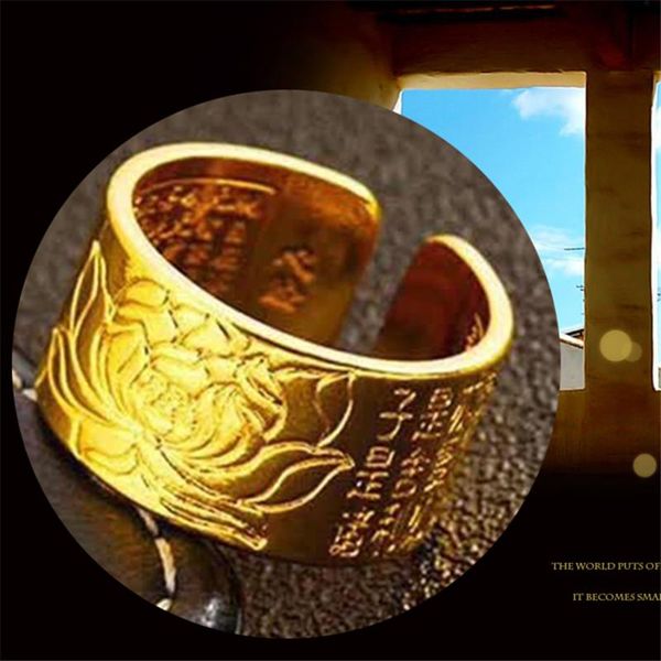 cluster rings gold color men and women domineering fashion six-character mantra lotus opening hand jewelry, Golden;silver
cluster rings gold color men and women domineering fashion six-character mantra lotus opening hand jewelry, Golden;silver