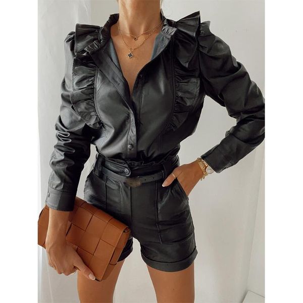 women crop female shirt office ladies clothing spring pu lether ruffle long sleeve blouse women's vintage blouses & shirts, White
women crop female shirt office ladies clothing spring pu lether ruffle long sleeve blouse women's vintage blouses & shirts, White