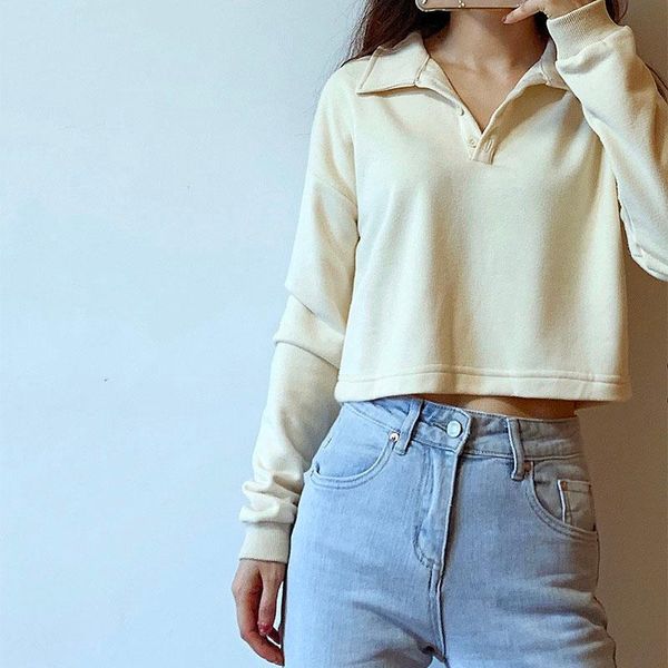 europe autumn women collar cropped sweatshirt long sleeved pullover cotton cmng women's hoodies & sweatshirts, Black
europe autumn women collar cropped sweatshirt long sleeved pullover cotton cmng women's hoodies & sweatshirts, Black