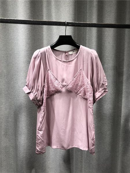 women's t-shirt tshirt women 2021 summer products fashion pure silk round neck short sleeve fake two-piece back neckline button, White
women's t-shirt tshirt women 2021 summer products fashion pure silk round neck short sleeve fake two-piece back neckline button, White