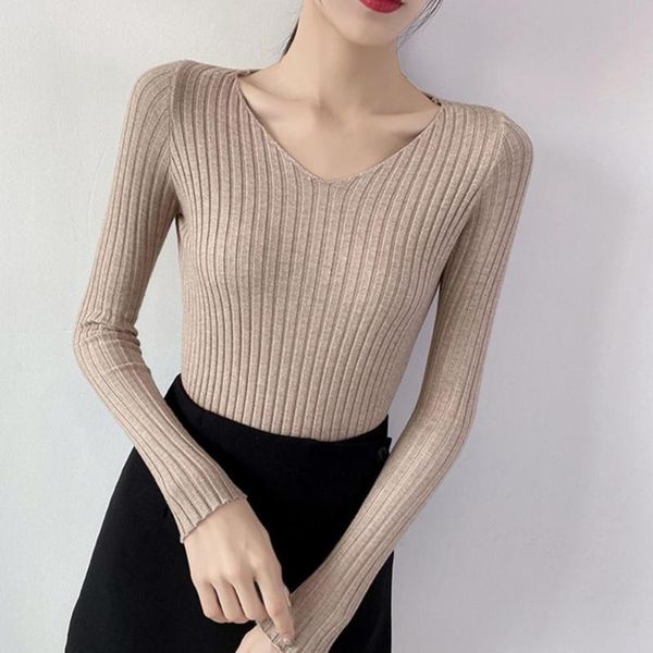 women's sweaters women sweater v-neck long sleeve pullover autumn winter ribbed solid color bottoming shirt outerwear, White;black
women's sweaters women sweater v-neck long sleeve pullover autumn winter ribbed solid color bottoming shirt outerwear, White;black