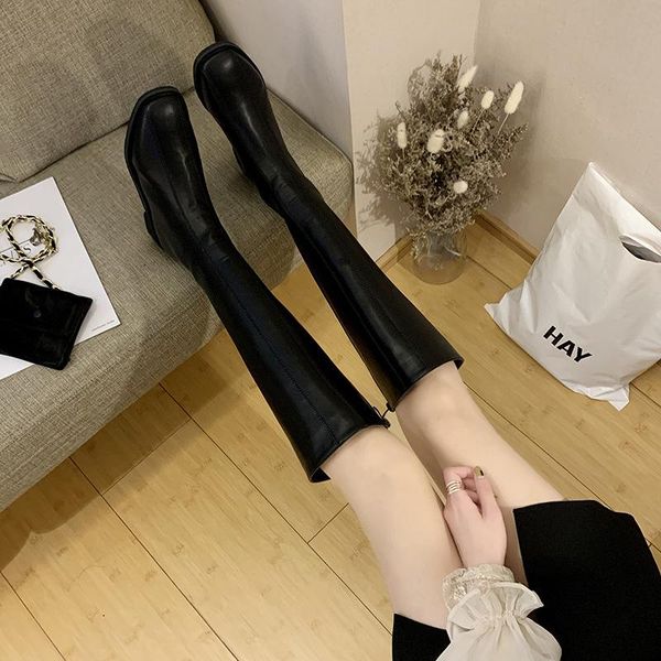 boots length children's 20 korean version of south same knee flat heel square head side zipper plush, Black
boots length children's 20 korean version of south same knee flat heel square head side zipper plush, Black