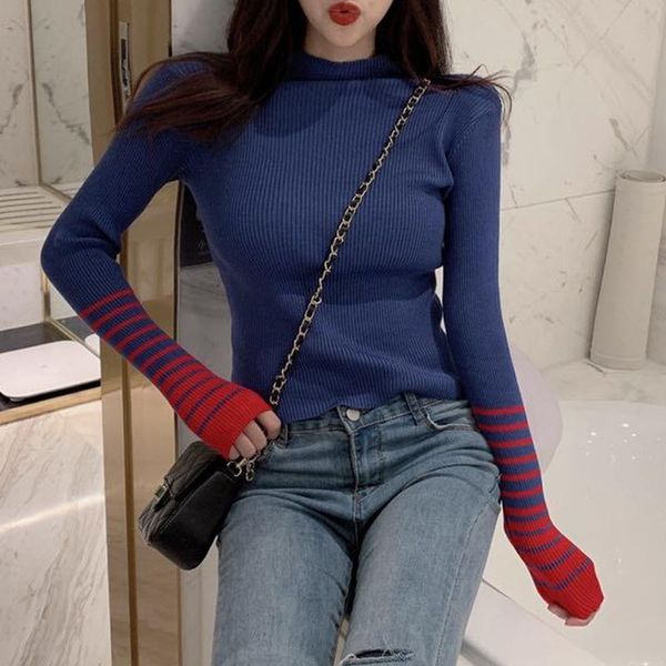 women's sweaters women striped patchwork hit color for female turtleneck long sleeve pullover knitted autumn winter slim sweater, White;black
women's sweaters women striped patchwork hit color for female turtleneck long sleeve pullover knitted autumn winter slim sweater, White;black