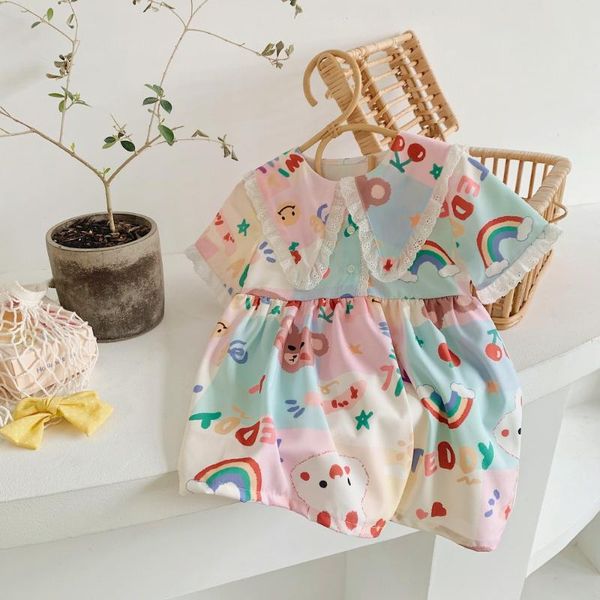 girl's dresses summer children's pink short sleeve princess print dress pastoral lovely kids clothes, Red;yellow
girl's dresses summer children's pink short sleeve princess print dress pastoral lovely kids clothes, Red;yellow