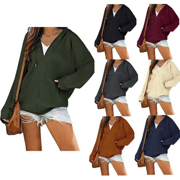 ladies loose hoodie hooded cardigan solid color casual jacket zipper long sleeve spring and autumn multicolor large size 005, Black
ladies loose hoodie hooded cardigan solid color casual jacket zipper long sleeve spring and autumn multicolor large size 005, Black