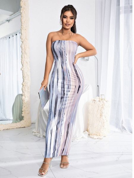 brush print tube bodycon dress e5xr#, Black;gray