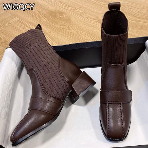 boots 2021 winter leather women high heel shoes stretch knit sock women's pointed toe ankle booties w624, Black
boots 2021 winter leather women high heel shoes stretch knit sock women's pointed toe ankle booties w624, Black