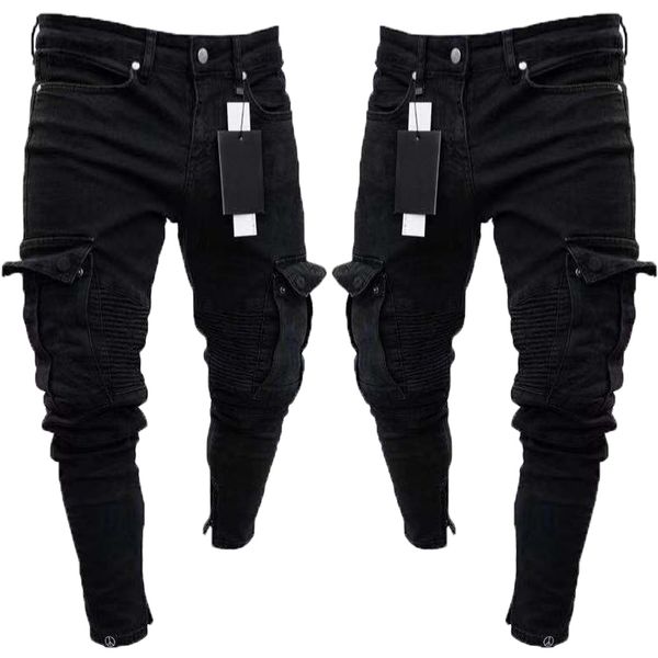 men ny ripped jeans multi-pocket foot mouths zipper jogging casual potlead long mens fashion stretch ploided cargo broek, Black
men ny ripped jeans multi-pocket foot mouths zipper jogging casual potlead long mens fashion stretch ploided cargo broek, Black