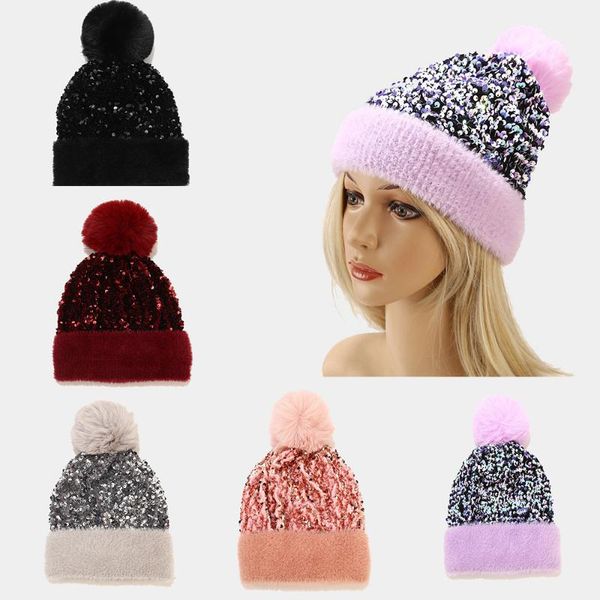 beanie/skull caps 2021 women's plush hats winter warm bing sequins beanie skullies female fur pompom hat bonnet, Blue;gray
beanie/skull caps 2021 women's plush hats winter warm bing sequins beanie skullies female fur pompom hat bonnet, Blue;gray