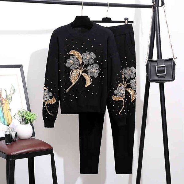 pant black tracksuit women knitting outfits handwork beading flowers sweater pencil pants two piece set loose casual female knit 2pc, White
pant black tracksuit women knitting outfits handwork beading flowers sweater pencil pants two piece set loose casual female knit 2pc, White