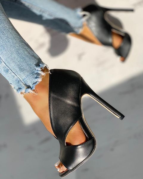 solid peep toe cut out pu thin heels casual stiletto fashion pumps sandals, Black
solid peep toe cut out pu thin heels casual stiletto fashion pumps sandals, Black