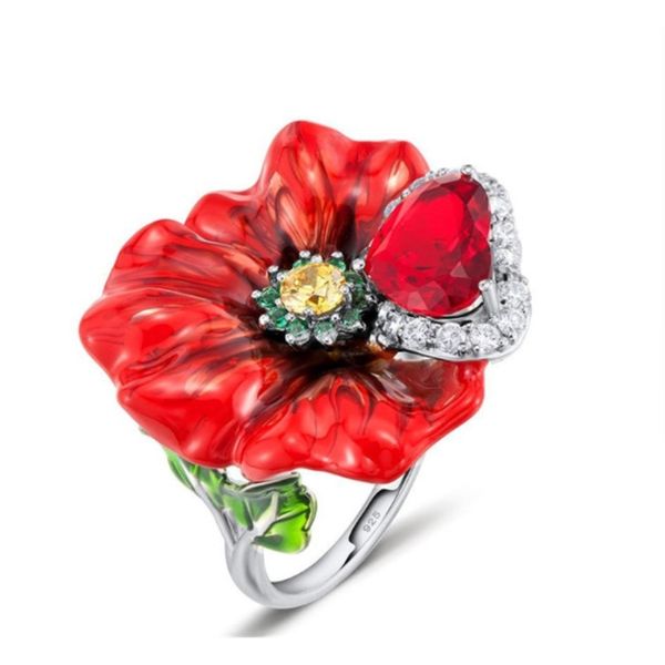ring beset selling plated sanjie rose women's enamel cloisonne craft is popular alloy, Silver
ring beset selling plated sanjie rose women's enamel cloisonne craft is popular alloy, Silver