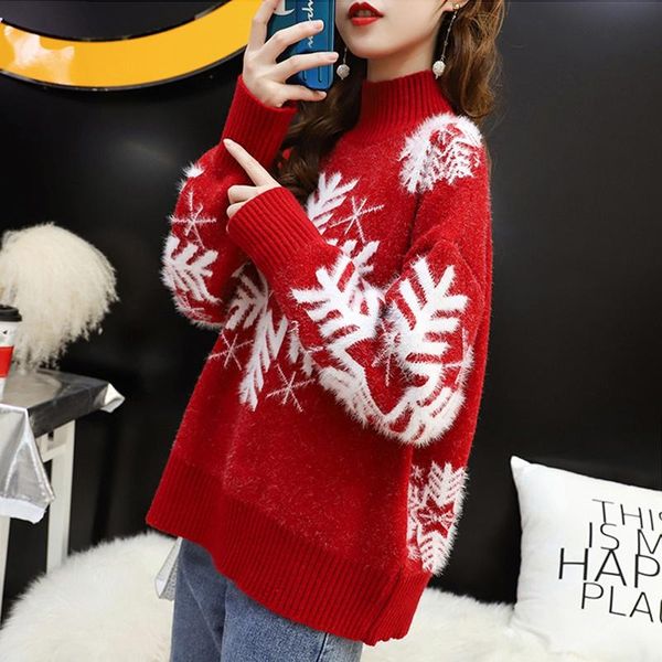 women's sweaters pullover women winter christmas sweater knitted loose pullovers plus size clothing, White;black
women's sweaters pullover women winter christmas sweater knitted loose pullovers plus size clothing, White;black