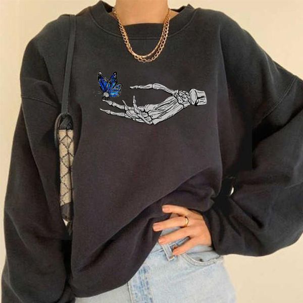 women's hoodies & sweatshirts skull hand butterfly print vintage crewneck sweatshirt women long sleeve casual high street autumn french, Black
women's hoodies & sweatshirts skull hand butterfly print vintage crewneck sweatshirt women long sleeve casual high street autumn french, Black