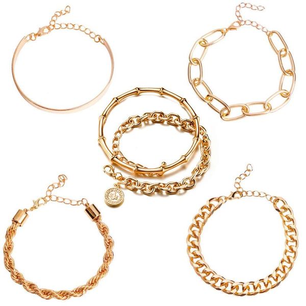 link, chain 6pcs/set vintage fashion big thick bracelet set for women punk geometric gold metal twist bangles bracelets jewelry, Black
link, chain 6pcs/set vintage fashion big thick bracelet set for women punk geometric gold metal twist bangles bracelets jewelry, Black