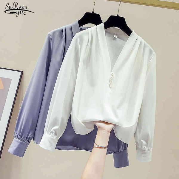 autumn long sleeve chiffon shirts for women office v neck solid blouse beading pullovers ladies blusas 11157 210508, White
autumn long sleeve chiffon shirts for women office v neck solid blouse beading pullovers ladies blusas 11157 210508, White