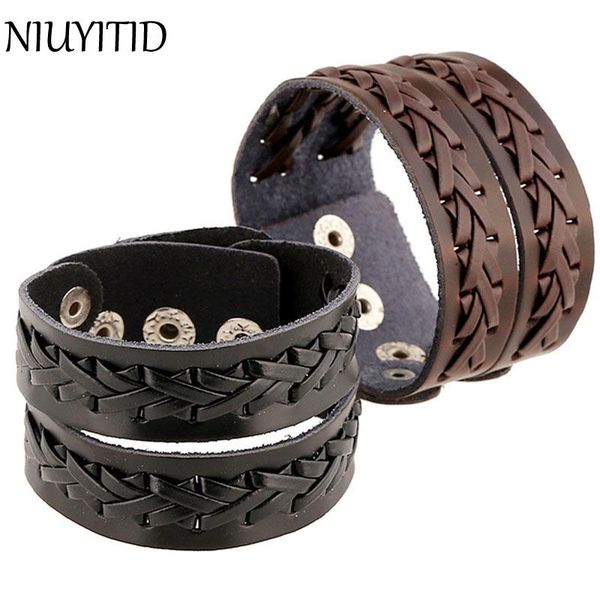 tennis niuyitid men jewelry punk rock genuine leather braided wrap bracelet bangle couple accessories, Golden;silver
tennis niuyitid men jewelry punk rock genuine leather braided wrap bracelet bangle couple accessories, Golden;silver