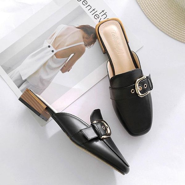 slippers women leather strap buckle shoes ladies metal decorate mules sqaure toe flipflops low heels slides home, Black
slippers women leather strap buckle shoes ladies metal decorate mules sqaure toe flipflops low heels slides home, Black