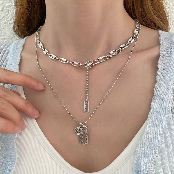 pendant necklaces style japanese and korean fashion ladies party punk multi-layer letter square brand clavicle chain necklace, Silver
pendant necklaces style japanese and korean fashion ladies party punk multi-layer letter square brand clavicle chain necklace, Silver