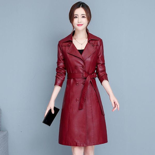 women's leather & faux jacket mid-length slim belt windbreaker coatladies sheepskin autumn and winter genuine warm, Black
women's leather & faux jacket mid-length slim belt windbreaker coatladies sheepskin autumn and winter genuine warm, Black