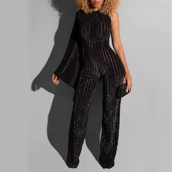 women's jumpsuits & rompers autumn fashion jumpsuit women flare one sleeve clubwear female black trousers pants office lady, Black;white
women's jumpsuits & rompers autumn fashion jumpsuit women flare one sleeve clubwear female black trousers pants office lady, Black;white