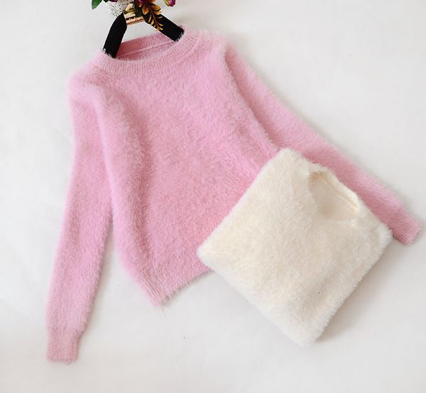 women's knits & tees autumn winter short sweater fashion warm mohair o-neck women pullover casual loose knitted c543 rh1r, White
women's knits & tees autumn winter short sweater fashion warm mohair o-neck women pullover casual loose knitted c543 rh1r, White