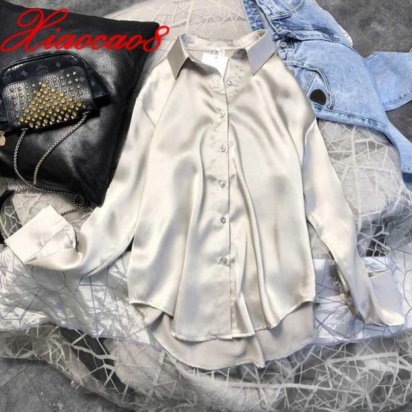 fashion casual long sleeve button up chiffon shirts woman jacket solid silk temperament lady blouse plus size women's blouses &, White
fashion casual long sleeve button up chiffon shirts woman jacket solid silk temperament lady blouse plus size women's blouses &, White