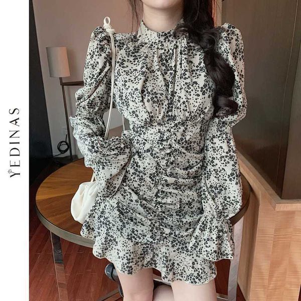 yedinas women casual autumn spring mini dress lady korean style vintage floral chiffon dresses long sleeve elegant slim vestidos 210527, Black;gray
yedinas women casual autumn spring mini dress lady korean style vintage floral chiffon dresses long sleeve elegant slim vestidos 210527, Black;gray