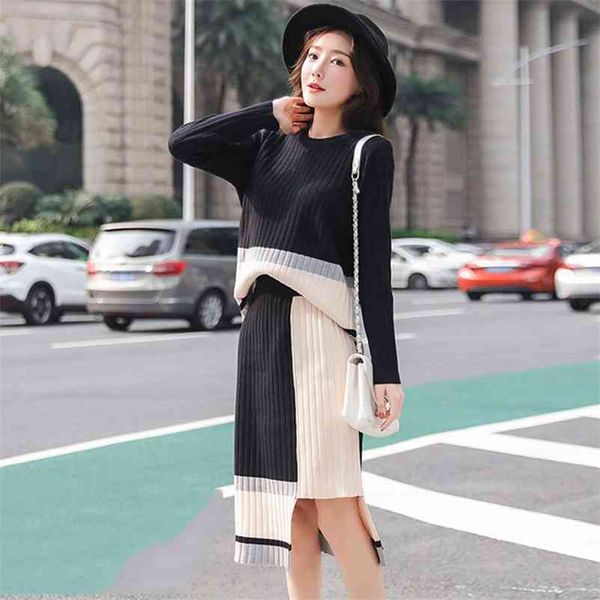 korean style contrast color knitted two-piece suit women long sleeve sweaters and non-symmetrical skirt casual sets female 210522, White
korean style contrast color knitted two-piece suit women long sleeve sweaters and non-symmetrical skirt casual sets female 210522, White