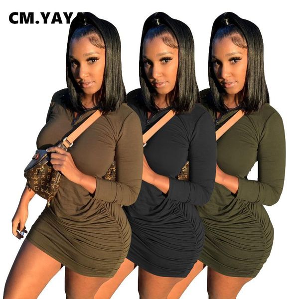 cm.yaya autumn solid women long sleeve draped stacked mini bodycon dress streetwear ruched zipper up midi pencil dresses casual, Black;gray
cm.yaya autumn solid women long sleeve draped stacked mini bodycon dress streetwear ruched zipper up midi pencil dresses casual, Black;gray
