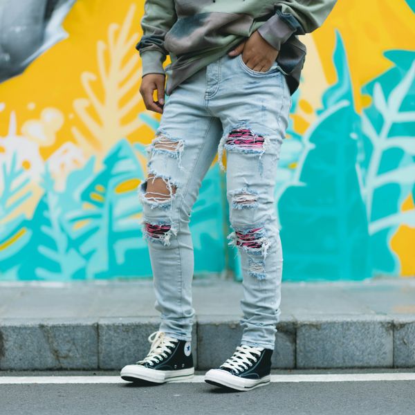 american high street brand ripped distressed washed blue man pants streetwear slim mens jeans trousers mens clothing
american high street brand ripped distressed washed blue man pants streetwear slim mens jeans trousers mens clothing