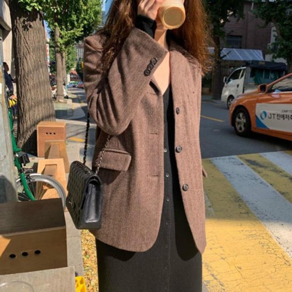 women chic autumn winter woolen blazer coat ladies brown slim straight wool suit jacket turn down collar outwear with pocket, White;black
women chic autumn winter woolen blazer coat ladies brown slim straight wool suit jacket turn down collar outwear with pocket, White;black
