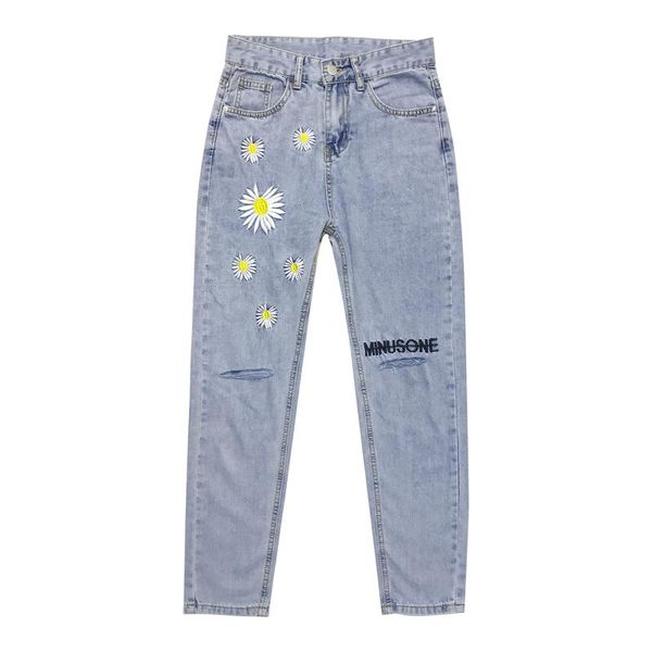 women's jeans harajuku floral embroidered women vintage ripped washed loose high waist trousers cotton fashion harem pants female, Blue
women's jeans harajuku floral embroidered women vintage ripped washed loose high waist trousers cotton fashion harem pants female, Blue
