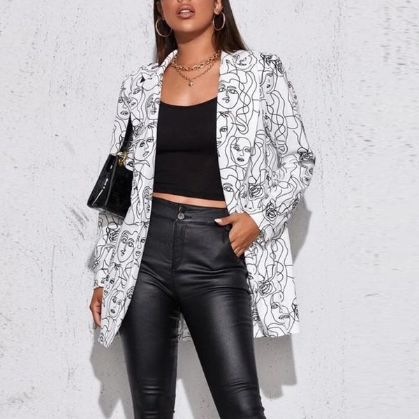 women's suits & blazers autumn women blazer jacket casual graffiti suit coat long sleeve loose ladies print fashion, White;black
women's suits & blazers autumn women blazer jacket casual graffiti suit coat long sleeve loose ladies print fashion, White;black