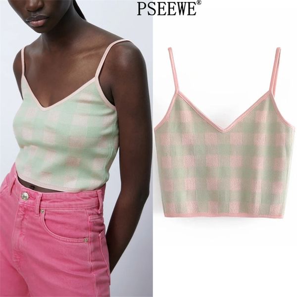 woman pink plaid knit crop female summer fashion v neck women on thin straps sleeveless tank camis 210519, White
woman pink plaid knit crop female summer fashion v neck women on thin straps sleeveless tank camis 210519, White