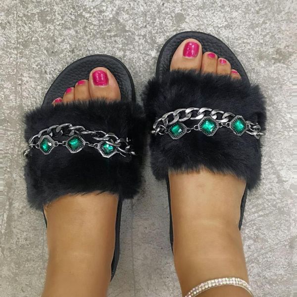 slippers women's summer hair chain drill craft wool shoes flat casual, Black
slippers women's summer hair chain drill craft wool shoes flat casual, Black