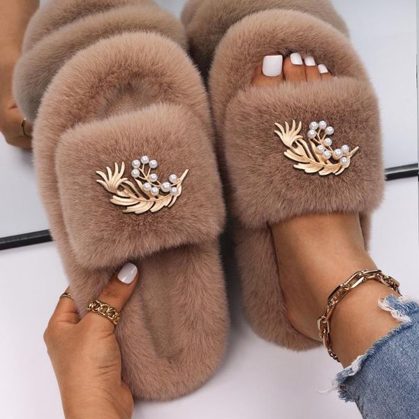 slippers comfy faux fur for women slides flats sandals golden feather with pearl designer flip flops winter diy custom shoes, Black
slippers comfy faux fur for women slides flats sandals golden feather with pearl designer flip flops winter diy custom shoes, Black