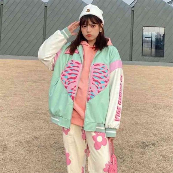 spring fashion heart printing baseball jacket couple clothe coat korean oversized 210918, Black;brown
spring fashion heart printing baseball jacket couple clothe coat korean oversized 210918, Black;brown
