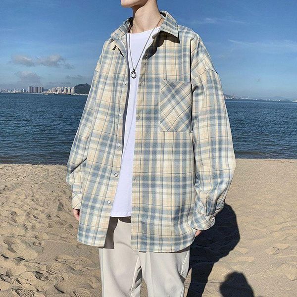 men's casual shirts japanese plaid shirt spring autumn long sleeve cardigan blouse korean loose thin harajuku streetwear male top, White;black
men's casual shirts japanese plaid shirt spring autumn long sleeve cardigan blouse korean loose thin harajuku streetwear male top, White;black