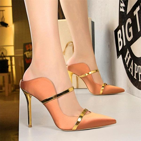 slippers colors solid silk women pointed toe outdoor sandals high heels woman party show thin ladies shallow summer shoes, Black
slippers colors solid silk women pointed toe outdoor sandals high heels woman party show thin ladies shallow summer shoes, Black