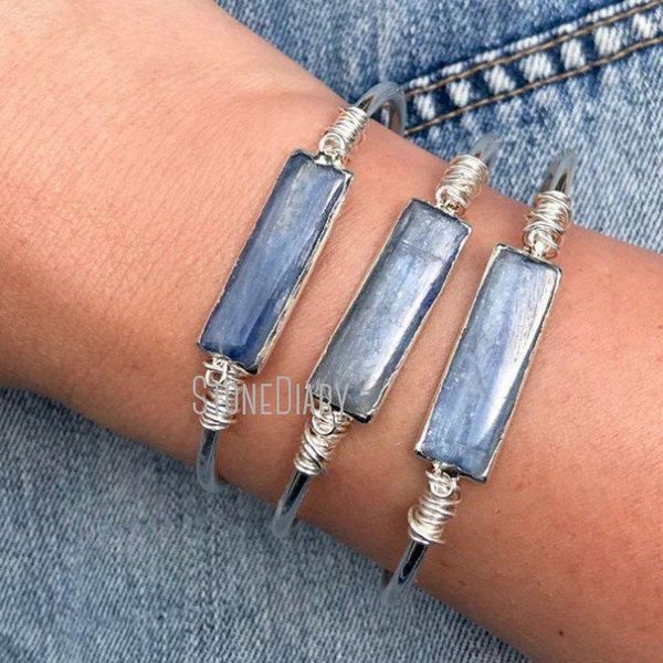 bangle bm27738 blue kyanite bar adjustable boho gemstone jewelry bridesmaid gift crystal, Black
bangle bm27738 blue kyanite bar adjustable boho gemstone jewelry bridesmaid gift crystal, Black