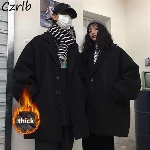 women's wool & blends women solid couples all-match turn-down collar single breasted leisure winter warm loose vintage streetwear thick, Black
women's wool & blends women solid couples all-match turn-down collar single breasted leisure winter warm loose vintage streetwear thick, Black