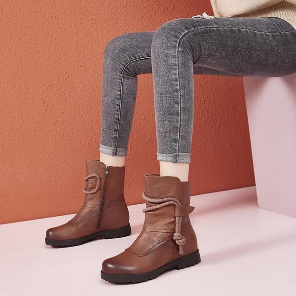boots winter style short women retro women's leather plus velvet cotton soft bottom thickened warm single, Black
boots winter style short women retro women's leather plus velvet cotton soft bottom thickened warm single, Black