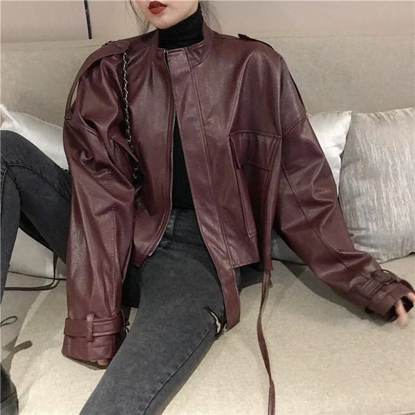 women's leather & faux streetwear loose long sleeve short coat women casual motorcycle pu jacket office lady stand collar zipper outerw, Black
women's leather & faux streetwear loose long sleeve short coat women casual motorcycle pu jacket office lady stand collar zipper outerw, Black