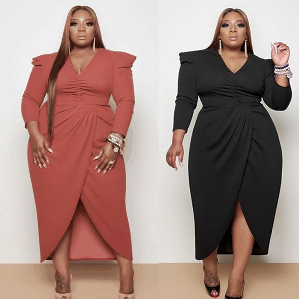 women's 4xl plus size dresses european american large sizes dress v-neck irregular skirt long sleeve pure solid color split skirts l-xx, Black
women's 4xl plus size dresses european american large sizes dress v-neck irregular skirt long sleeve pure solid color split skirts l-xx, Black