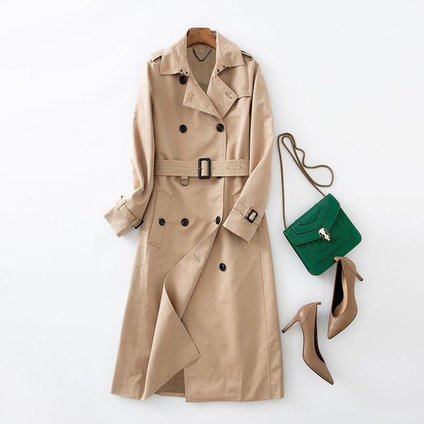 high end single boutique women's autumn and winter long slim cotton double breasted waterproof windbreaker coat trench coats, Tan;black
high end single boutique women's autumn and winter long slim cotton double breasted waterproof windbreaker coat trench coats, Tan;black