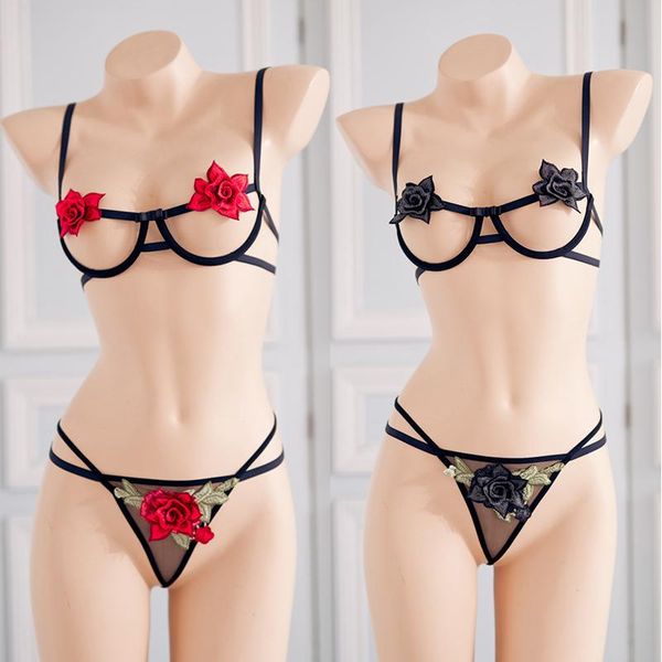 bras sets intimates underwear bralette women lingerie bra set lace embroidery rose three-point underwire and panty, Red;black
bras sets intimates underwear bralette women lingerie bra set lace embroidery rose three-point underwire and panty, Red;black